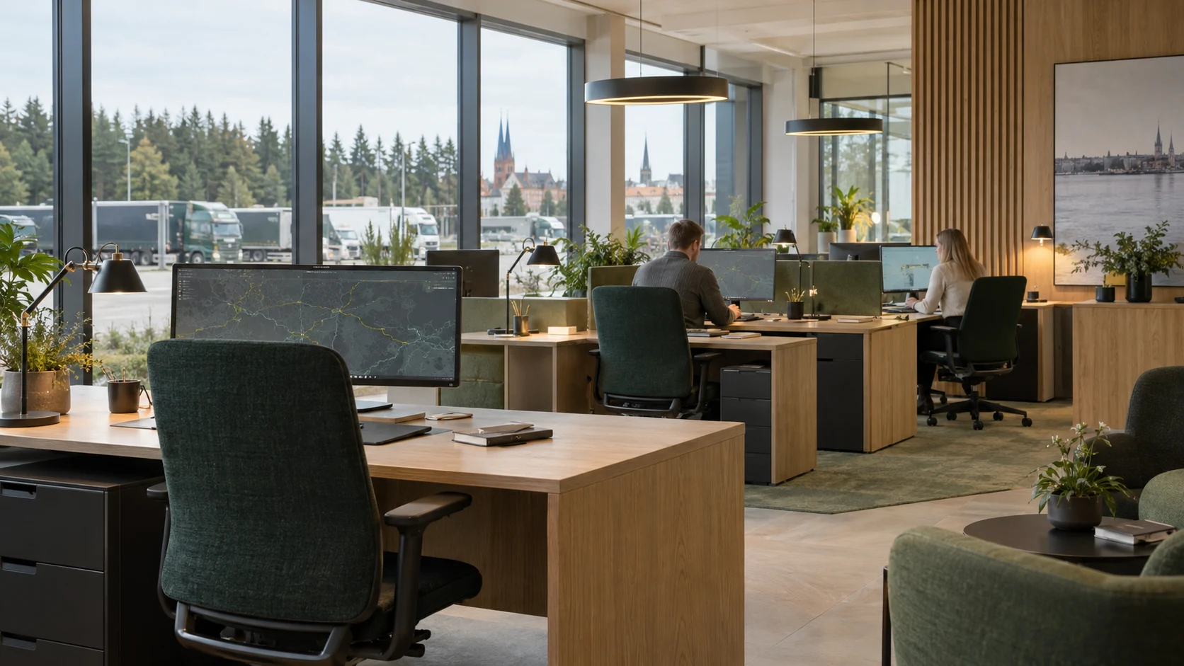Helles Routemere Büro mit großzügigen Arbeitsplätzen